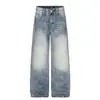 G60093 High Street Estilo Americano Unisex Moderno Estructurado Bolsillo Decoración Diseño Jeans Sueltos de Calle para Hombre