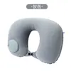 Almohada de viaje inflable en forma de U, almohada portátil tipo presión para soporte del cuello para dormir en aviones, trenes y coches