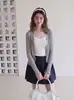 Cardigã de malha com proteção solar de seda gelada, gola V com babados, estilo francês, para mulheres, xale de verão para usar com vestidos, casaco curto transparente