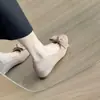 Zapatos de Ballet Rosas con Lazo de Gamuza Suave Estilo Francés para Mujer 2026 Primavera y Otoño Nuevos Puntera Redonda Suela Suave Zapatos Versátiles