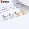 Pendientes de plata de ley 925 con forma de lazo y circonita para mujer, nuevos y elegantes pendientes con forma de hueso para la oreja.