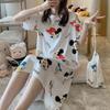 Lindo pijama de verão feminino de manga curta com desenho animado tamanho plus size solto fino para casa maternidade vestido estudante