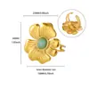 Anel de Aço Inoxidável Retrô Europeu e Americano Luxo Acessível High-End Cor Dourada 18K Conservação de Cor Acessórios de Flor Estilo Ins Joia de Mão Pétala