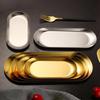 Bandeja Oval Transfronteiriça Estilo Ins Nórdico Prato de Aço Inoxidável Artesanato de Dim Sum Ocidental Enfeites Bandeja de Armazenamento de Joias