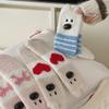 Nuevos Calcetines Gruesos Cálidos de Coral para Mujer, Versión Coreana Dibujo Animado Perro de Nariz Grande Cálidos para el Hogar Calcetines para el Suelo de Maternidad