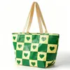 Bolsas de mano de nylon verde estilo tejido, disponibles con impresión de logotipo personalizado, adecuadas para tiendas de ropa, negocios y publicidad corporativa