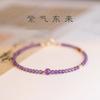 Pulsera de amatista para mujer diseño de nicho muy fina 3mm retro pulsera de oro 14K regalo