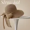 Sombrero de Paja Tejido de Ala Ancha para Protección Solar de Verano Transfronterizo Sombrero de Playa con Lazo para Vacaciones en la Costa Sombrero para el Sol para Mujeres