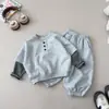 Conjunto de sudadera estilo coreano para niños, atuendo casual de primavera/otoño, conjunto de dos piezas de moda estilo coreano para niños