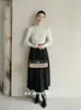 ES MODISH Nova Coleção Outono/Inverno: Suéter de Tricô Fashionável Estilo Francês com Design Falso de Duas Peças, Cor Sólida, Caimento Ajustado, para Mulheres