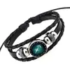 Oye Ventas Directas de Fábrica Pulsera Zodiaco Vintage Hecha a Mano Europea y Americana Pulsera de Cuero de los 12 Signos del Zodiaco Estilo Punk