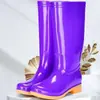Botas de lluvia de algodón hasta la mitad de la pantorrilla, forradas de polar, zapatos impermeables, cubrezapatos de goma, botas de agua, para mujer, adulto, de caña alta, cálidos, invierno