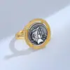 Nuevo Anillo de Plata de Ley S925 con Apertura, Moneda Antigua Tailandesa de Plata Antigua, Personalidad Vintage, Dios Romano de la Honra y Dios del Valor