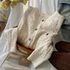 Fábrica de Suéteres Dalang Yuantou Nuevo Estilo Primavera y Otoño Capa Base Holgada Manga Larga Cardigan de Punto Trenzado Abrigo para Mujer