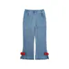 Wuli Bu Yi [Procesamiento Personalizado] Pantalones Acampanados 3D con Lazo para Niñas Otoño Transpirables Casuales Jeans de Moda