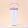 Taza de hielo minimalista transfronteriza de sublimación de 20 oz, taza portátil para coche para exteriores con pajita antibacteriana y asa, taza aislada