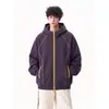 Cardigan moletom de peso pesado estilo americano Hsu line desconstruído para homens, marca trendy de alta rua para outono, jaqueta com capuz legal e esportiva