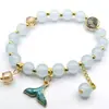 Pulsera Joyería Estilo Nacional, Pulsera Flor de Lirio del Valle Estilo Chino, Cuentas de Buda Tapa de Leche, Pulsera Flor Explosión, Cuentas Redondas de 10 mm, Pulsera de Perlas de Imitación