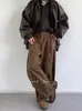 Pantalones Casuales de Color Café Retro Americano para Hombre, Pantalones Cargo Rectos Sueltos de Caída para Primavera y Otoño, Pantalones Largos Casuales para Hombre