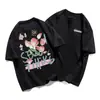 Camiseta de Manga Corta de Algodón Puro Talla Grande para Hombres y Mujeres, Estilo Retro Americano Holgado, Conjunto de Pareja, Top Chic Estilo Hong Kong, Moderno