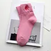 Calcetines Zhuji Calcetines de Media Pantorrilla para Mujer Bordado con Patrón Personalizado Calcetines de Algodón Color Macarrón para Mujer Fábrica de Origen Amazon Transfronterizo