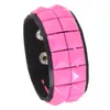 Pulsera Punk Cool Europea y Americana Elegante para Fotografía Callejera Discoteca Oscura Colorida Cuadrada con Remaches Pulsera de Combinación de Cuero para Pareja