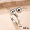 Anillo Nuevo de Acero Inoxidable Transfronterizo Anillo de Acero de Titanio Diseño que No se Desvanece Anillo Abierto de Bola de Acero Pulido Multifacético Venta al por Mayor