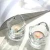 Portavelas de Vidrio con Borde Ondulado Estilo Minimalista Japonés Estilo Ins Decoración de Mesa Romántica Simple Adorno de Copa para Velas Estilo Nórdico