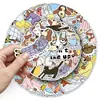 50 pegatinas originales de dibujos animados dibujadas a mano, divertidas, lindas, de mascotas, con expresión somnolienta, para refrigerador, taza de té y pegatinas guka