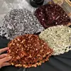 Gorro de Ganchillo Hecho a Mano con Lentejuelas Caladas para Niñas, Sombrero Delgado Transpirable Fresco de Verano, Gorro de Punto de Moda y de Alta Gama