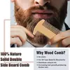 Set de barba cuidado de la barba peine de rejilla de madera de peral set de 3 piezas peine de doble cara para barba bálsamo para barba