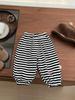Pantalones de Chándal de Felpa de Invierno para Bebé Estilo Coreano Niños y Niñas Elegantes Rayados Gruesos Holgados Pantalones Jogger Casuales Cálidos