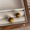 Brincos e Brincos Geométricos Maillard Quadrados Cor de Caramelo Pedra Olho de Tigre Outono e Inverno Retrô Novos Produtos do Ano