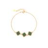 Conjunto de pulseira e colar em prata de lei S925 banhado a ouro com jaspe Hotan trevo de quatro folhas requintado tendência vintage antigo