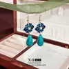 Nuevos Pendientes Largos de Gancho Turquesa Estilo Chino, Pendientes Florales de Moda y Elegantes para Mujer, Pendientes de Tendencia Nacional Estilo Étnico Venta al por Mayor