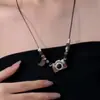 Collar de Borla de Cámara Marrón Retro para Mujer, Estilo Dulce y Genial para Chicas, Cadena de Cuello Hip-Hop, Accesorio de Moda Personalizado