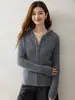 Nuevo Estilo Otoño Manga Larga Tejido de Punto Trenzado con Capucha Cremallera 35 Cachemira 65 Lana Holgado Casual Versátil Cárdigan de Punto