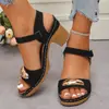 Sandalias europeas y americanas de tacón grueso para mujer, 2026 comercio exterior transfronterizo verano nuevo sandalias de tacón alto de tacón grueso talla grande para mujer