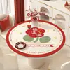 Mantel Redondo Año Nuevo 2026 Modelo Nuevo Impermeable y Resistente al Aceite Mantel Sin Lavado Rojo Festivo Antideslizante Mantel Protector de Mesa