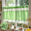 Estilo pastoral volante cuadros cortina corta cortina de ventana cocina bloqueo decoración cortina opaca media cortina cortina de café retro