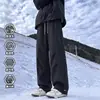 Calças masculinas impermeáveis com forro de fleece para outono e inverno, calças de trabalho largas e retas, tendência para atividades ao ar livre, calças casuais grossas