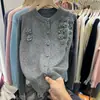 Suéter de Flores Tridimensionales de Industria Pesada Estilo Coreano Primavera y Otoño Nuevo Elegante Suave Estilo Commuter Cuello Redondo Cárdigan de Punto Superior para Mujer