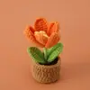 Puesto Callejero Tienda Artesanal Tejido Tulipán Floreciente Planta en Maceta de Lana Estudiante Lindo Aula Adornos de Ganchillo