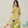 Pijamas de algodón en stock, camisón de manga corta para mujer, vestido largo de verano, jersey, ropa de casa para mujer para transmisión en vivo