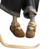 Zapatos casuales tipo Birkenstock de suela gruesa con forro de felpa, cierre de velcro y diseño de lazo, perfectos para el invierno 2026, versátiles y cómodos para usar al aire libre, zapatos de algodón para mujer para abrigarse