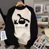 Moletom Raglan com Gola Redonda Plus Size para Mulheres 2025 Outono Novo Estilo Americano Grande Solto Oversize Manga Longa Top Tendência