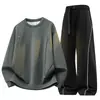 Otoño/Invierno 2026 Nuevo Sudadera con Capucha Casual Holgada de Manga Larga y Pantalones Largos Estilo Americano Trendy con Diseño de Remaches Cuello Redondo Marca Trendy Tridimensional