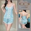 Hermoso Conjunto de Shorts con Tirantes de Gasa Transparente Estilo Puro Deseo, Ropa de Dormir de Satén de Seda Helada, Dulce Pijama de Dos Piezas para Niñas