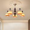 Lámpara de Araña de Sala de Estar de Estilo Francés de Mediados de Siglo, Iluminación Principal de Pasillo Retro Americano de Alta Gama 2025 Nuevas Lámparas de Nogal