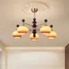 Lámpara de Araña de Sala de Estar de Estilo Francés de Mediados de Siglo, Iluminación Principal de Pasillo Retro Americano de Alta Gama 2025 Nuevas Lámparas de Nogal